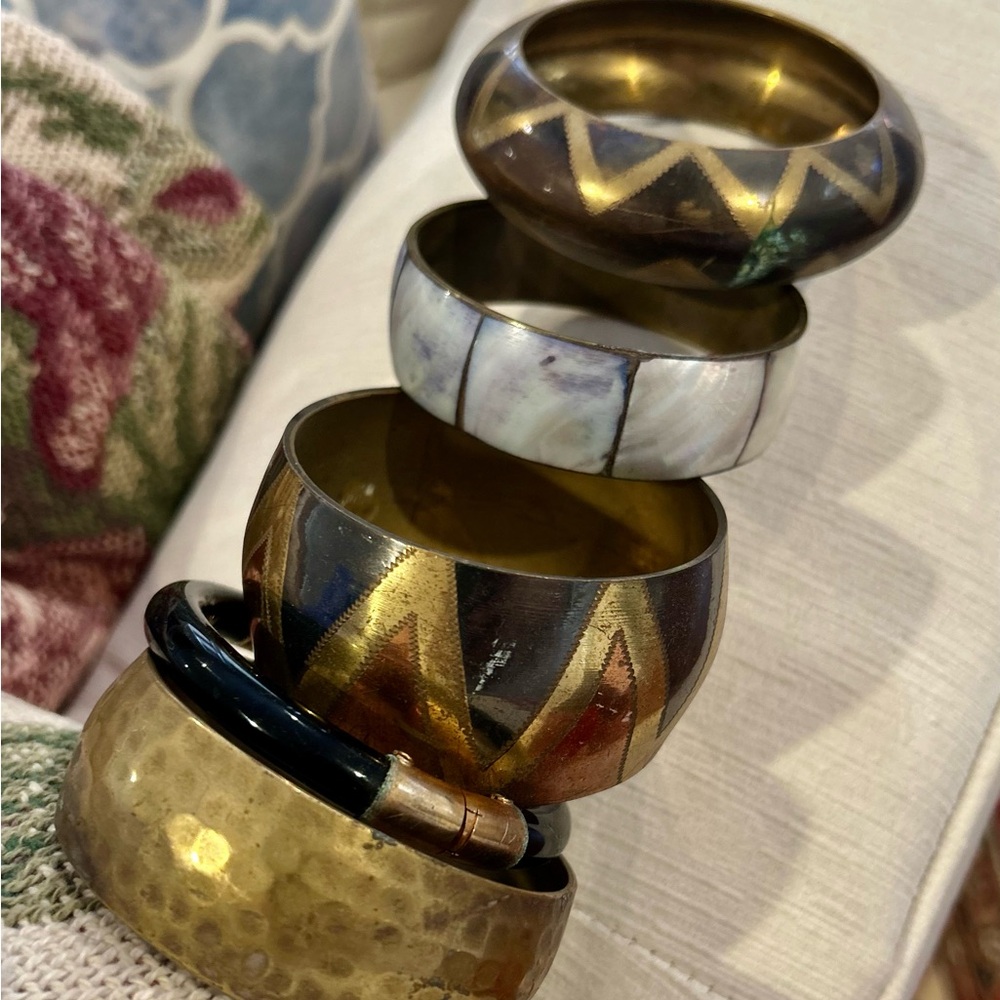 5 Bohemian Style Bangles vintage 1980s